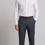 RAYMOND 45% AUSTRALIAN MERINO WOOL BLENDED STRETCH FABRIC WITH 4% LYCRA SLATE GREY COLOUR SOLID PATTERN UNSTITCHED TROUSER FABRIC OF 1.3 MTS / VV2825