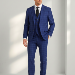 RAYMOND 51% WOOL RICH WITH AUSTRALIAN MERINO WOOL BLENDED STRETCH FABRIC ROYAL BLUE COLOUR CHECKERED PATTERN UNSTITCHED SUIT FABRIC OF 3.5 MTS / VV2830