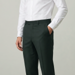J.hampstead Dark Green Wool Solid Unstitched Trouser Fabric of 1.25 Mts / P 39-2