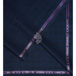 Raymond Australian Merino Wool blended Checkered pattern and Fabric for all  Seasons Wear Navy Blue Colour Unstitched Suit Fabric of 3.5 Mts / VV2473