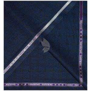 Raymond Australian Merino Wool blended Checkered pattern and Fabric for all  Seasons Wear Navy Blue Colour Unstitched Suit Fabric of 3 Mts / VV2472