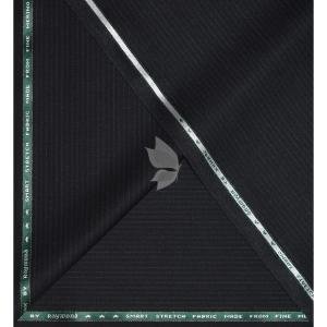 Raymond Australian Merino wool blend with Smart Stretch and made from Fine Merino Wool Striped Pattern Black colour Unstitched Suit Fabric of 3.25 meters / VV2594