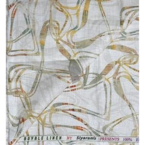Siyaram's Royale Linen 100% Linen with 60 Lea count Digital Printed White Colour Unstitched Shirt Fabric of 1.6 Meters / VV2616