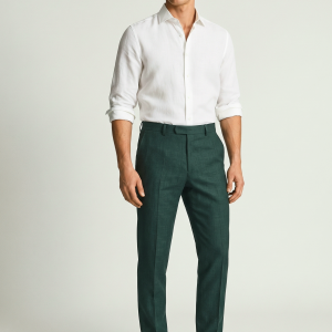 RAYMOND AUSTRALIAN MERINO WOOL BLENDED FABRIC FOR ALL SEASONS WEAR JADE COLOUR MATTY PATTERN UNSTITCHED TROUSER FABRIC OF 1.25 MTS / VV2834