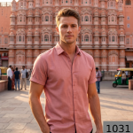 Siyaram's Egyptian Giza Cotton with Liquid Ammonia Finish Pink (Coral) Plain Unstitched Shirt Fabric  - 1.60 meters / VV1031