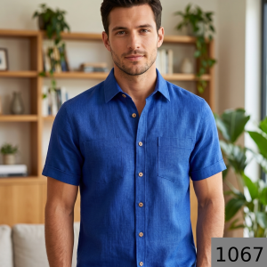 Siyaram's "Revista Collection" 100% Pure Royal Linen 60 Lea Jacquard Blue Colour Unstitched Shirt Fabric - 1.60 Mts / VV1067