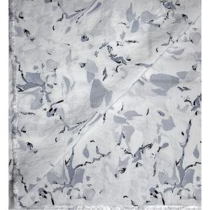 J.Hampstead Viscose Blended Crushable White Colour Printed Unstitched Shirt Fabric - 1.60 Meters / VV1106