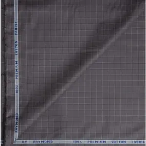 Raymond Cotton Blended Grey Checkered Unstitched Shirt Fabric - 1.6 Mts / VV1197