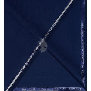 Raymond 100% Pure Wool (All Wool) Royal Blue Color Solid with Stretch Unstitched Suit Fabric - 3 Mts / VV2020