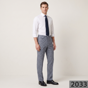 Raymond 100% Pure Wool (All Wool) Thick Blue Color Self Checkered Unstitched Trouser Fabric - 1.25 Mts / VV2033