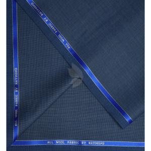 Raymond 100% Pure Wool (All Wool) Thick Blue Color Self Checkered Unstitched Suit Fabric - 3.5 Mts / VV2044