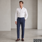 Raymond 100% Pure Wool (All Wool) Striped Blue Color Unstitched Trouser Fabric - 1.3 Mts / VV2079