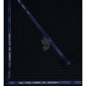 Raymond 100% Pure Wool (All Wool) Striped Navy Blue Color Unstitched Suit Fabric - 3.5 Mts / VV2085