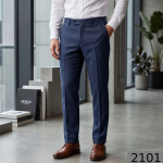 Raymond 100% Pure Wool (All Wool) with HERRINGBONE Weaving Plain Blue Color Unstitched Trouser Fabric - 1.25 Mts / VV2101