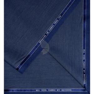 Raymond 100% Pure Wool (All Wool) with HERRINGBONE Weaving Plain Blue Color Unstitched Suit Fabric - 3 Mts / VV2102