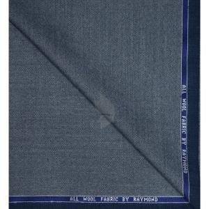 Raymond 100% Pure Wool (All Wool) with OXFORD Weaving Plain Blue Color Unstitched Trouser Fabric - 1.25 Mts / VV2103