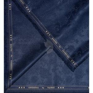 Raymond "CEREMONIA" Collection Wool Blended Navy Blue with Jacquard and Floral design Unstitched Sherwani (Kurta) Fabric - 2 Mts / VV2140
