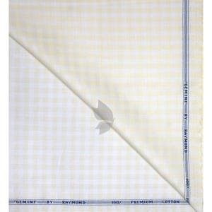 Raymond 100% Premium (Giza) Cotton Self Checkered Beige colour Unstitched Shirt Fabric - 1.60 mts / VV2210