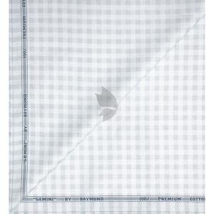 Raymond 100% Premium (Giza) Cotton Self Checkered Grey colour Unstitched Shirt Fabric - 1.60 mts / VV2211