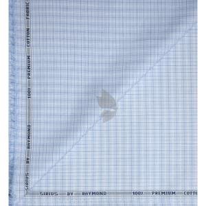 Raymond 100% Premium (Giza) Cotton Checkered Light Blue colour Unstitched Shirt Fabric - 1.60 mts / VV2216
