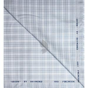 Raymond 100% Premium (Giza) Cotton Checkered Silver colour Unstitched Shirt Fabric - 1.60 mts / VV2220