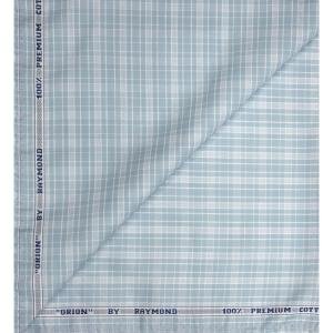 Raymond 100% Premium (Giza) Cotton Checkered Light Blue (Aqua) colour Unstitched Shirt Fabric - 1.60 mts / VV2221