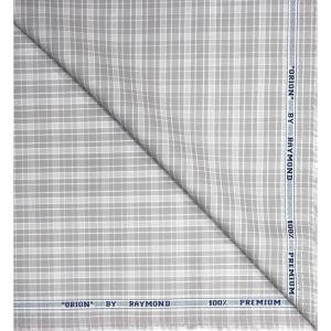 Raymond 100% Premium (Giza) Cotton Checkered Grey colour Unstitched Shirt Fabric - 1.60 mts / VV2222