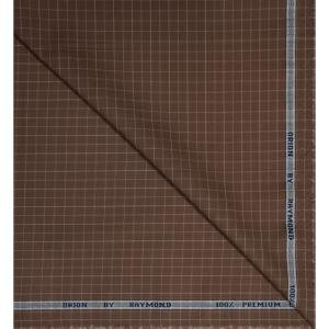 Raymond 100% Premium (Giza) Cotton Checkered Brown (Copper) colour Unstitched Shirt Fabric - 1.60 mts / VV2232