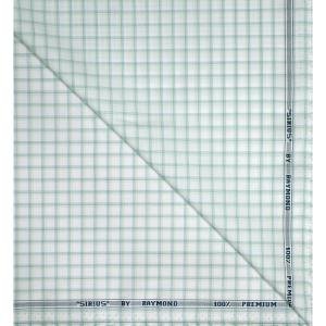 Raymond 100% Premium (Giza) Cotton Checkered Light Green (Turquoise) colour Unstitched Shirt Fabric - 1.60 mts / VV2242