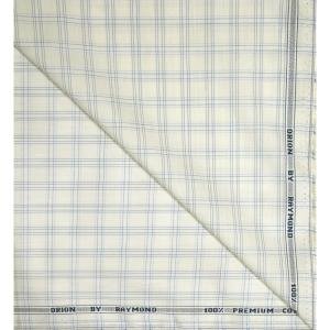 Raymond 100% Premium (Giza) Cotton Checkered Light Green (Ivory) colour Unstitched Shirt Fabric - 1.60 mts / VV2244