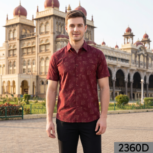Siyaram's 100% Superfine Cotton Maroon colour with Printed Pattern Unstitched Shirt Fabric of 1.6 Mts / VV2360D