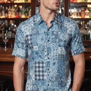 J.Hampstead 100% Pure Giza Cotton Printed pattern Multi colour Unstitched Shirt Fabric of 1.6 meters / VV2392AD