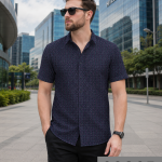 J.Hampstead 100% Pure Giza Cotton Printed pattern Blue (Burgandy) colour Unstitched Shirt Fabric of 1.6 meters / VV2392R