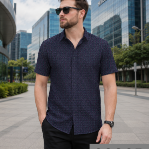 J.Hampstead 100% Pure Giza Cotton Printed pattern Blue (Burgandy) colour Unstitched Shirt Fabric of 1.6 meters / VV2392R