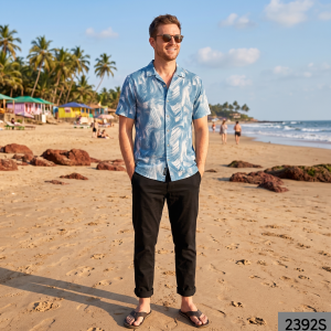 J.Hampstead 100% Pure Giza Cotton Printed pattern Light Blue (Aqua) colour Unstitched Shirt Fabric of 1.6 meters / VV2392S
