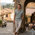 J.Hampstead Moretti Premium Egyptian Collection with 100% Giza Cotton Green (Sage) colour Plain Pattern Unstitched Shirt Fabric of 1.6 mts - Made In Italy / VV2451