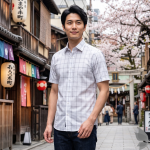 J.Hampstead Moretti Premium Egyptian Collection with 100% Giza Cotton White Colour Checkered Pattern Unstitched Shirt Fabric of 1.6 mts - Made In Italy / VV2534