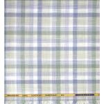 J.Hampstead Moretti Premium Collection with 100% Giza Cotton Green colour Checkered Pattern Unstitched Shirt Fabric of 1.6 mts - Made In Italy / VV2546