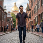 J.Hampstead Moretti Premium Egyptian Collection with 100% Giza Cotton Maroon Colour Striped Pattern Unstitched Shirt Fabric of 1.6 mts - Made In Italy / VV2548