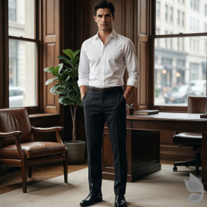 Raymond "Capezio" collection made with Super 70's merino wool & wool rich blend Black gabardine weave solid unstitched trouser fabric of 1.3 Mts / VV2679