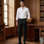 Raymond Extendo collection made with 51% wool, 28% cool max, stretch fabric Black Jacquard for comfort unstitched trouser fabric of 1.3 Mts / VV2681