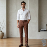 Raymond "Trevanto" collection with Cationic & Rayon blend feather lite fabric Brown (Sepia) colour solid pattern unstitched trouser fabric of 1.25 Mts / VV2711