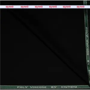 RAYMOND POLY VISCOSE BLACK SOLID UNSTICHED SUIT FABRIC - 3.5 METRES - 4321 / VV3362
