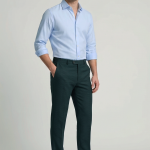 J.HAMPSTEAD 100'S OLIVE GREEN COLOUR PLAIN UNSTITCHED TROUSER FABRIC -1.30 METRES / VV5184