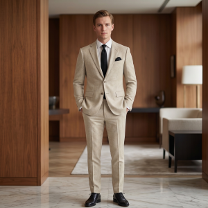 RAYMOND POLY VISCOSE BEIGE COLOUR UNSTITCHED SUIT FABRIC -3 METERS / VV5235 - 4321