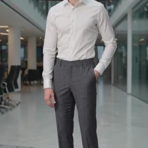 RAYMOND TECHNO STRETCH GREY STRIPED POLY BLENDED UNSTITCHED TROUSER FABRIC OF 1.25 METERS / VV5300