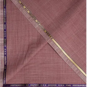 Raymond Amedus Peach Checkered 52% Merino Wool Blend Suit Fabric-3.25 mts / VV6806