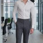 Raymond Wool Spanax Black colour Checkered Unstitched Trouser Fabric of 1.3 meters / VV6836