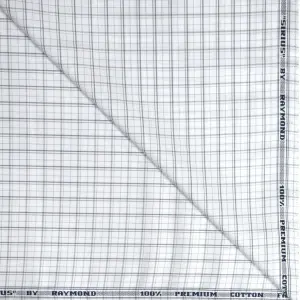 Raymond 100% Premium Cotton White Checkered Unstitched Shirt Fabric - 1.60 meters / VV6916