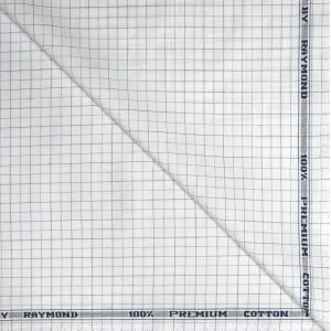 Raymond 100% Premium Cotton White Checkered Unstitched Shirt Fabric - 1.60 meters / VV6917